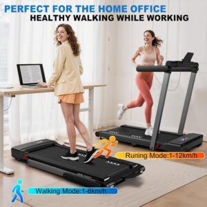 3-in-1 Treadmill for Home, Walking Pad with 2.5 HP Motor & Bluetooth, 12 km/h, 12 Programmes & Dual LED, Foldable with App & Remote Control, for Home Office & Gym
