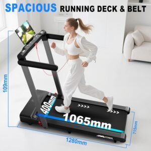 3-in-1 Treadmill for Home, Walking Pad with 2.5 HP Motor & Bluetooth, 12 km/h, 12 Programmes & Dual LED, Foldable with App & Remote Control, for Home Office & Gym