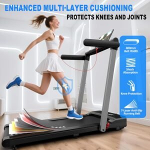 3-in-1 Treadmill for Home, Walking Pad with 2.5 HP Motor & Bluetooth, 12 km/h, 12 Programmes & Dual LED, Foldable with App & Remote Control, for Home Office & Gym