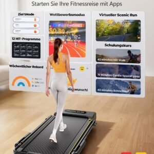 6 in 1 Laufband für Zuhause,Walking Pad mit Steigung bis 10%, 12km/h Klappbar Laufband mit LED-Anzeige,2.5HP Treadmill für Zuhause/Büro,Bis 136kg Belastbar,Fernbedienung und...