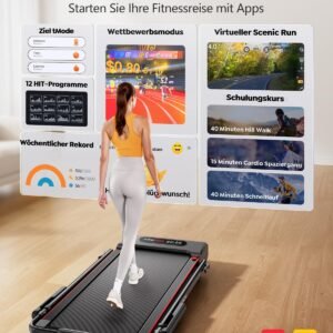 6 in 1 Laufband für Zuhause,Walking Pad mit Steigung bis 10%, 12km/h Klappbar Laufband mit LED-Anzeige,2.5HP Treadmill für Zuhause/Büro,Bis 136kg Belastbar,Fernbedienung und...