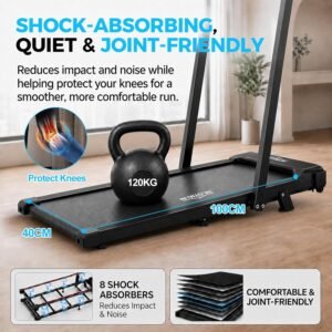 Laufband für Zuhause klappbar, Fitness Laufband 12 km/h mit 5,2% Steigung, leiser 2,5HP Motor, LED-Display mit Steuerung, große Lauffläche 105×42 cm, 5-Schicht-Dämpfung, bis 136 kg