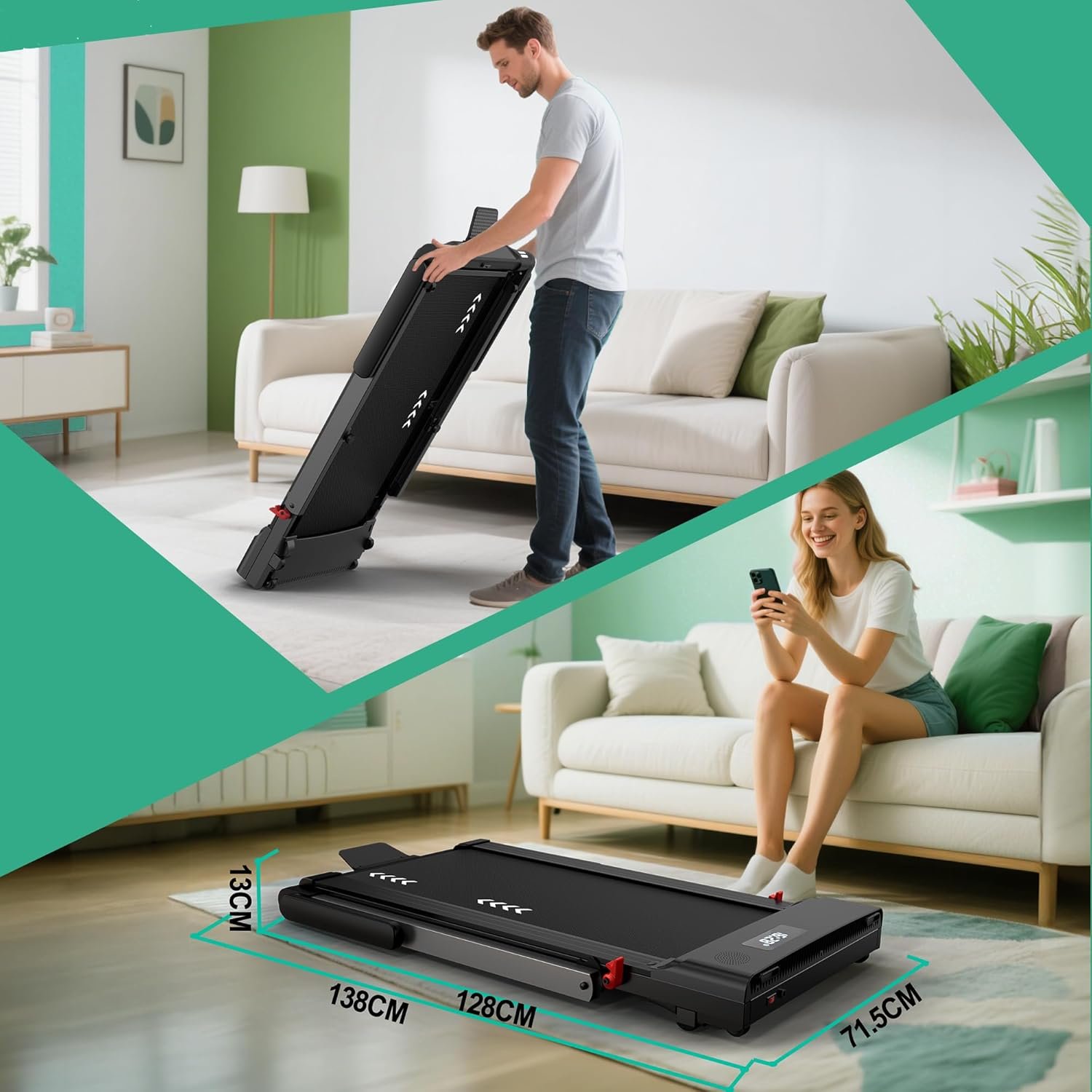 Walking Pad Laufband für Zuhause Laufbänder mit 7% Steigung, 2.25HP Motor,1-6 km/h o.1-12km/h Geschwindigkeit, 7-lagige Lauffläche, Keine Aufbau Walking Pad Laufband für Zuhause Laufbänder mit 7% Steigung, 2.25HP Motor,1-6 km/h o.1-12km/h Geschwindigkeit, 7-lagige Lauffläche, Keine Aufbau