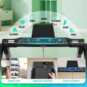 Walking Pad Laufband für Zuhause Laufbänder mit 7% Steigung, 2.25HP Motor,1-6 km/h o.1-12km/h Geschwindigkeit, 7-lagige Lauffläche, Keine Aufbau