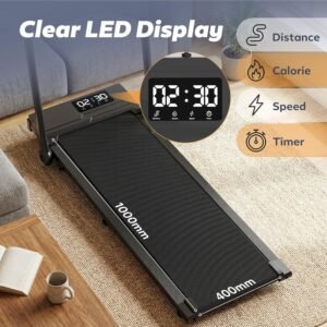 Drgymlee 3 in 1 Laufband klappbar für Zuhause & Büro, Walking Pad mit 7% Steigung, Untertisch Laufband 1-12 km/h, leises 2,5HP Laufband mit Schreibtisch & verstellbarem Griff