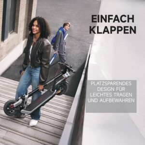 Segway-Ninebot E3 Pro D, E-Scooter German Road Legal, 55 km Eco Mode Range, 47 km Sport Mode Range, Front & Rear Suspension, 800 W Motor, Foldable, 17.9 kg, 10 Inch Tyres, IPX5