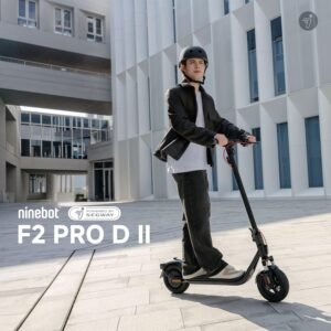 Segway-Ninebot F2 Pro D II, E-Scooter with German Road Legal for Adults, 65 km Range in Eco Mode, 120 kg Load Capacity, Front Double Suspension, Colour LED Display, Black
