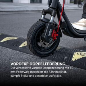 Segway-Ninebot F2 Pro D II, E-Scooter with German Road Legal for Adults, 65 km Range in Eco Mode, 120 kg Load Capacity, Front Double Suspension, Colour LED Display, Black