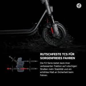 Segway-Ninebot F2 Pro D II, E-Scooter with German Road Legal for Adults, 65 km Range in Eco Mode, 120 kg Load Capacity, Front Double Suspension, Colour LED Display, Black