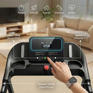 Treadmill for Home Foldable 14 km/h, Walking Pad with 15% Incline, 3.0 HP Quiet Motor, 12 Training Programmes, Maximum Load 136 kg, Treadmill for Home Office & Home Training