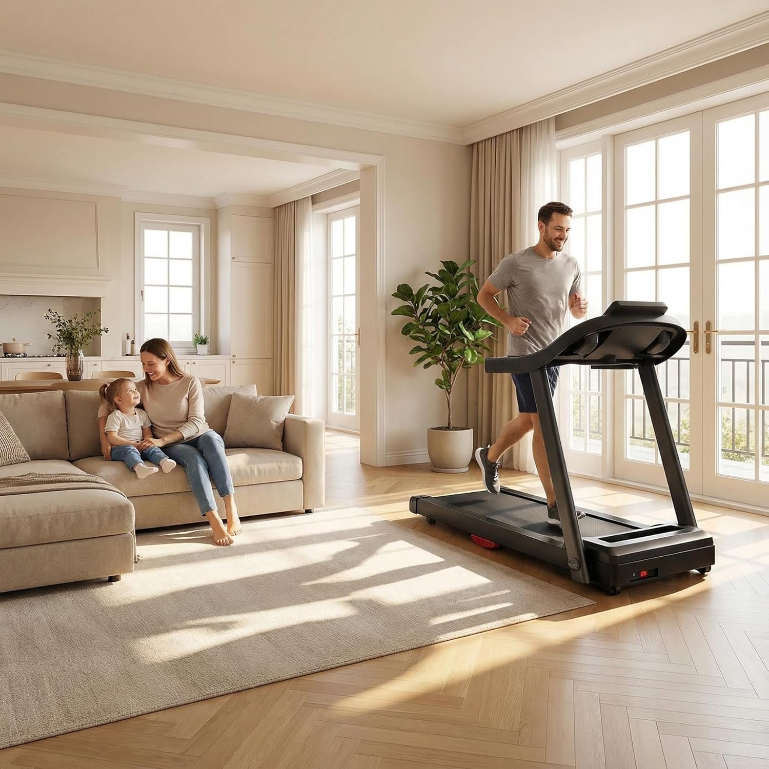 Treadmill for Home Foldable 14 km/h, Walking Pad with 15% Incline, 3.0 HP Quiet Motor, 12 Training Programmes, Maximum Load 136 kg, Treadmill for Home Office & Home Training Treadmill for Home Foldable 14 km/h, Walking Pad with 15% Incline, 3.0 HP Quiet Motor, 12 Training Programmes, Maximum Load 136 kg, Treadmill for Home Office & Home Training