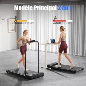 Treadmill for Home Max Folding Treadmill for Home Max 110 kg 1-6 km/h, Desk Running Pad Quiet Treadmill 90° Tablet, Phone Holder 4-in-1 LED with Remote Control No Incline