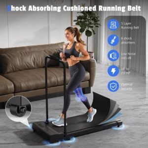 Treadmill for Home Max Folding Treadmill for Home Max 110 kg 1-6 km/h, Desk Running Pad Quiet Treadmill 90° Tablet, Phone Holder 4-in-1 LED with Remote Control No Incline