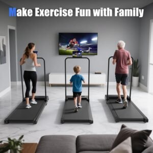 Treadmill for Home Max Folding Treadmill for Home Max 110 kg 1-6 km/h, Desk Running Pad Quiet Treadmill 90° Tablet, Phone Holder 4-in-1 LED with Remote Control No Incline