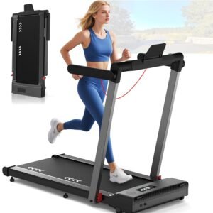 Treadmill for Home Walking Pad with 3.0 HP Motor 12 km/h, 12 Programmes & Dual LED Folding Treadmill for Home Office & Gym