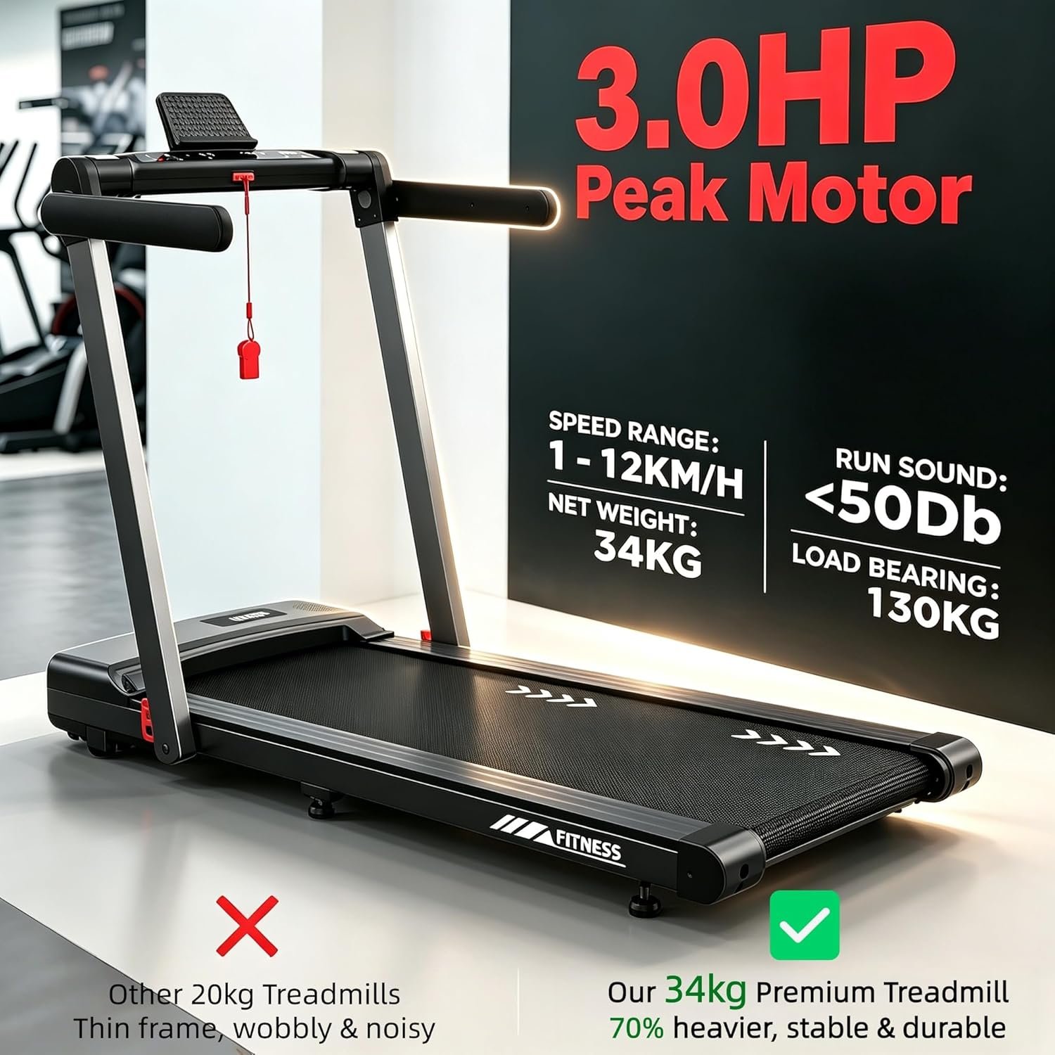 Treadmill for Home Walking Pad with 3.0 HP Motor 12 km/h, 12 Programmes & Dual LED Folding Treadmill for Home Office & Gym Treadmill for Home Walking Pad with 3.0 HP Motor 12 km/h, 12 Programmes & Dual LED Folding Treadmill for Home Office & Gym