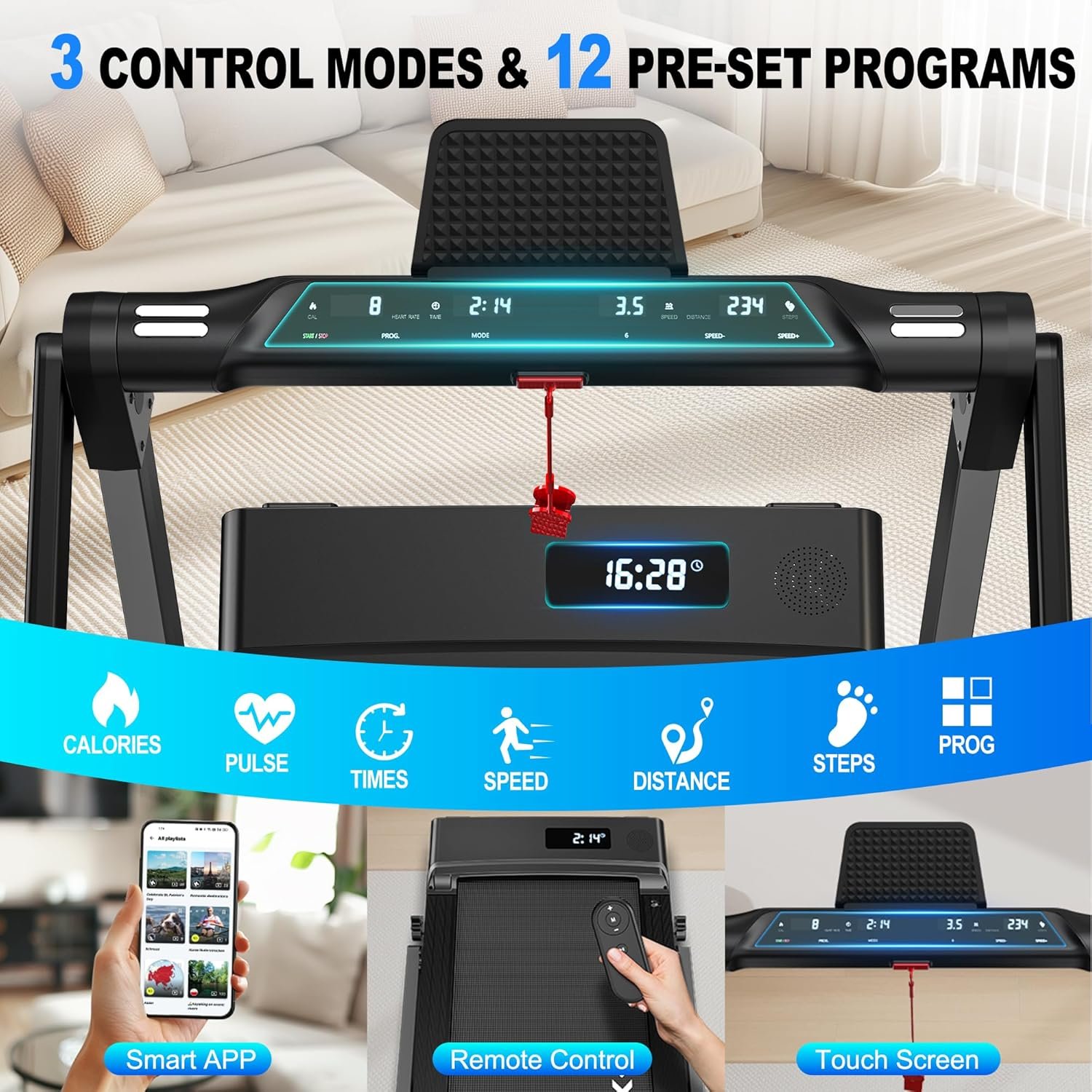 Treadmill for Home Walking Pad with 3.0 HP Motor 12 km/h, 12 Programmes & Dual LED Folding Treadmill for Home Office & Gym Treadmill for Home Walking Pad with 3.0 HP Motor 12 km/h, 12 Programmes & Dual LED Folding Treadmill for Home Office & Gym