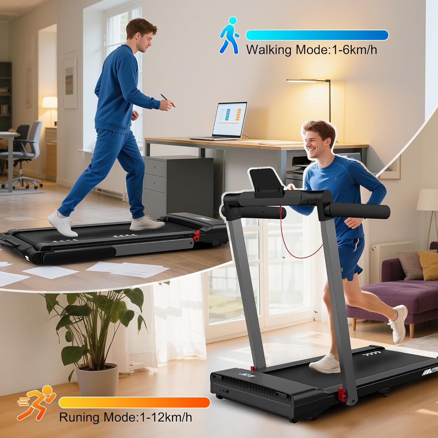 Treadmill for Home Walking Pad with 3.0 HP Motor 12 km/h, 12 Programmes & Dual LED Folding Treadmill for Home Office & Gym Treadmill for Home Walking Pad with 3.0 HP Motor 12 km/h, 12 Programmes & Dual LED Folding Treadmill for Home Office & Gym