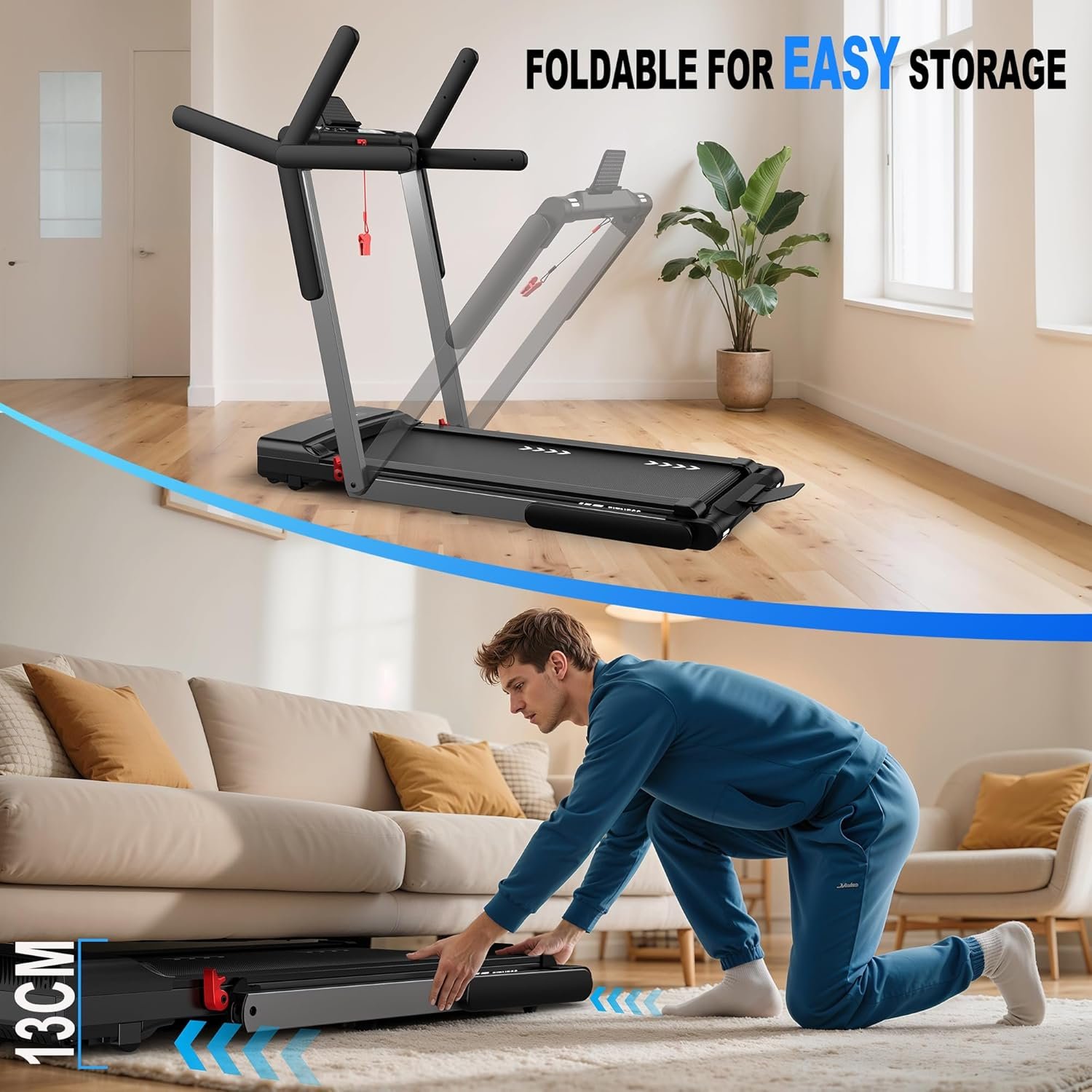 Treadmill for Home Walking Pad with 3.0 HP Motor 12 km/h, 12 Programmes & Dual LED Folding Treadmill for Home Office & Gym Treadmill for Home Walking Pad with 3.0 HP Motor 12 km/h, 12 Programmes & Dual LED Folding Treadmill for Home Office & Gym